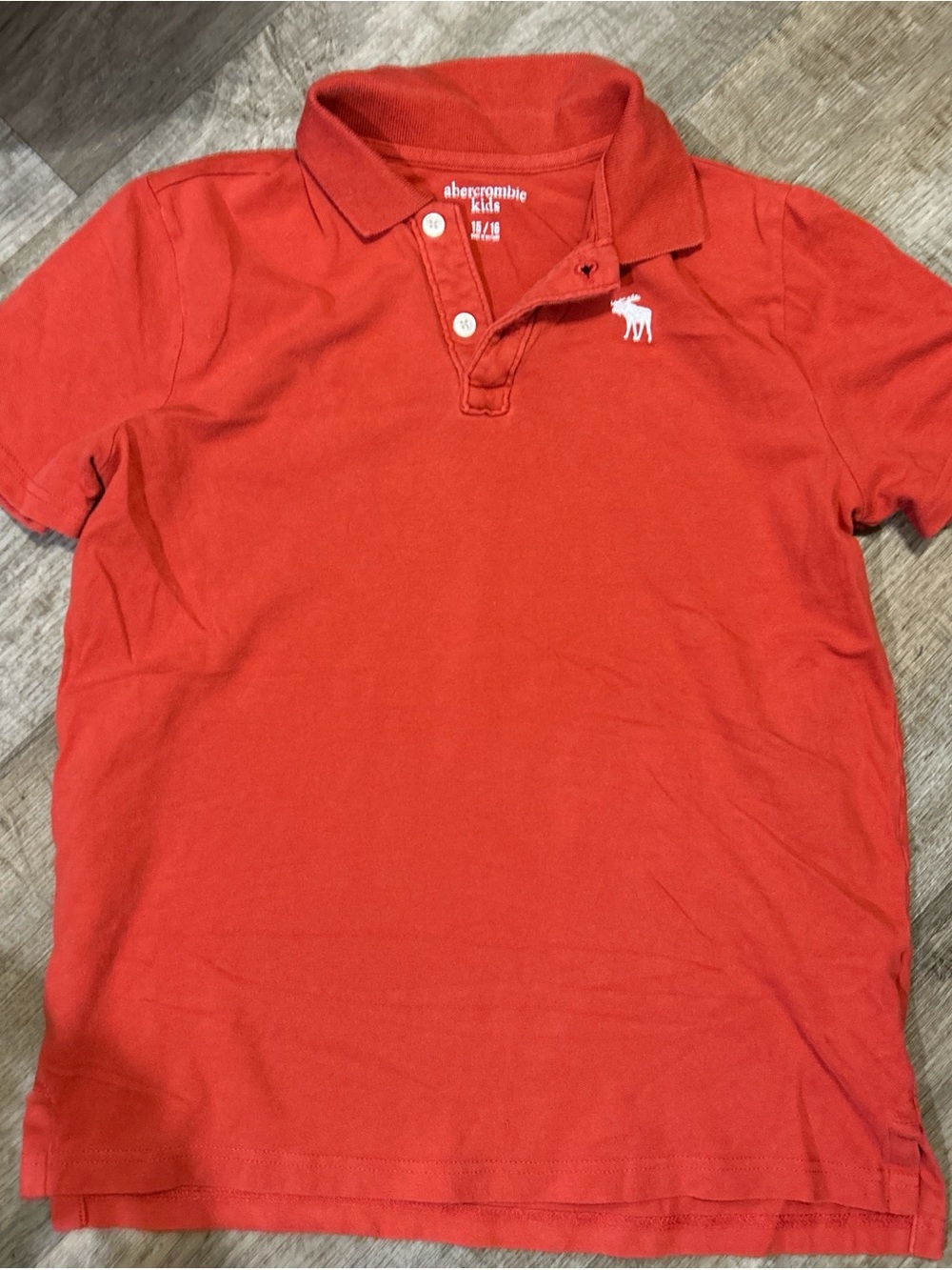 abercrombie kids Coral Red Polo with White Moose Embroidery